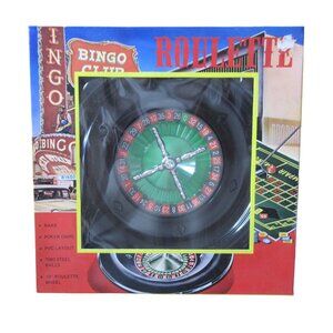 Deluxe Recreational Casino Roulette Set 10” - Cards Chips  Rake NIB Vintage